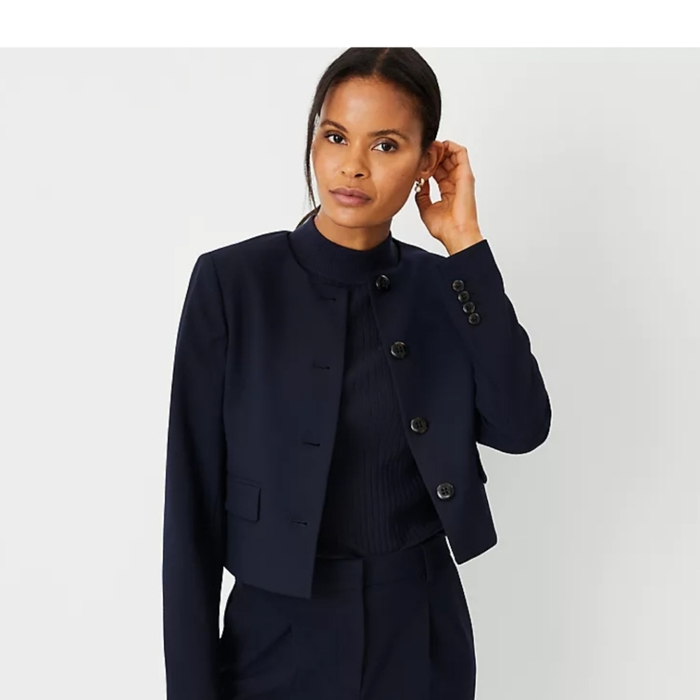 Ann Taylor Women's black  Crew Neck Jacket